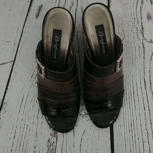 Brighton‎ Robin Pewter Leather Wedge Sandal - Picture 2 of 10